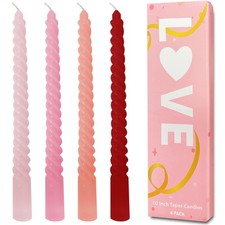 Red Gradient Spiral Twisted Taper Candles 4 PCS 10 Inch Unscented Decor