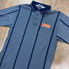 Vintage Auburn Tigers Polo Shirt Mens M Blue Stripes Russell Athletic Golf Rugby