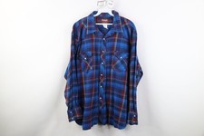 Vintage 90s Wrangler Mens 3XL Big Faded Western Cowboy Flannel Snap Button Shirt