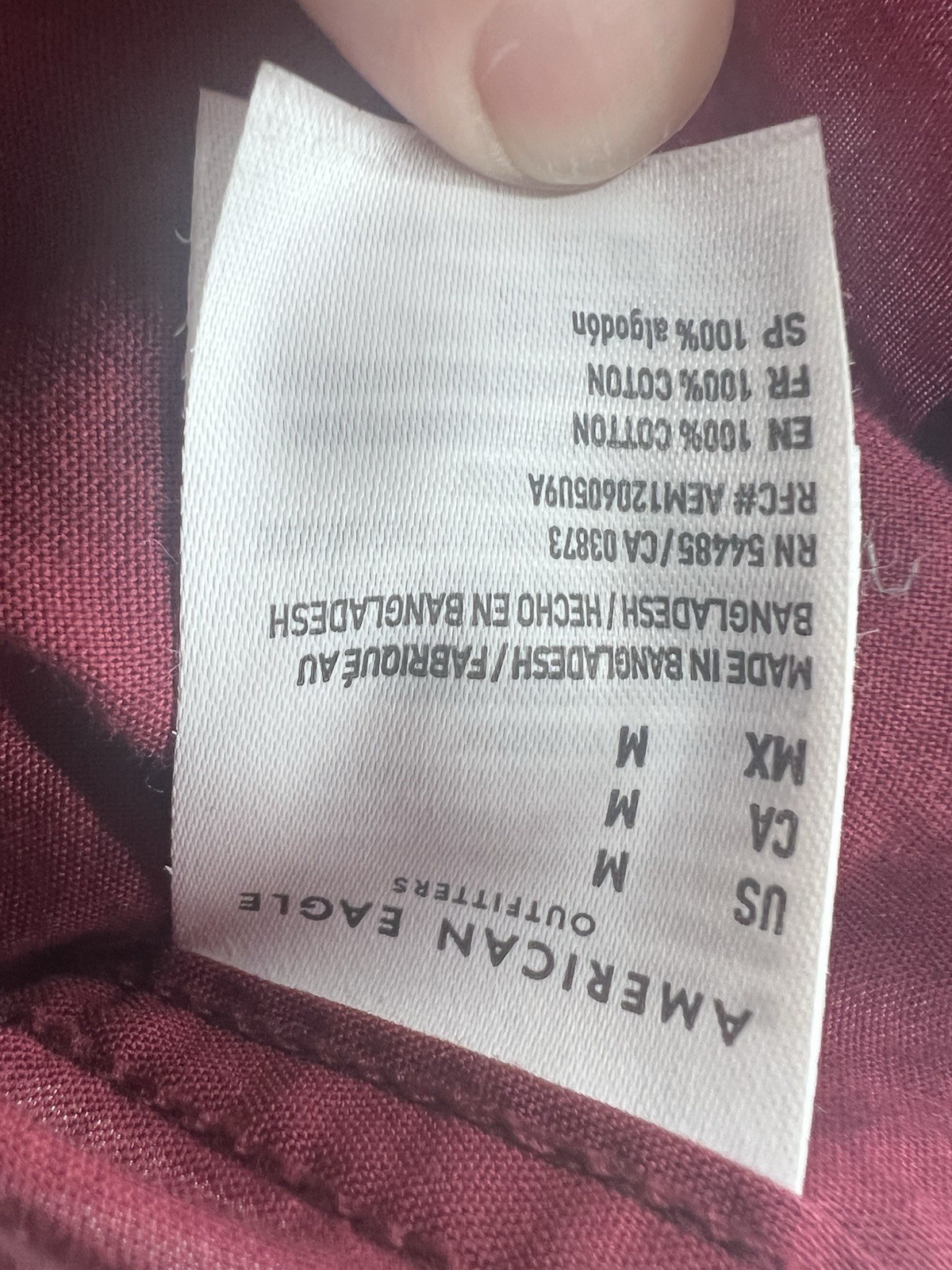 American Eagle Maroon Patterned Short Sleeve Butt… - image 4