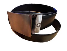SWISSGEAR Men's Black Dress Belt Metal Buckle Logo Accent Size 32-36
