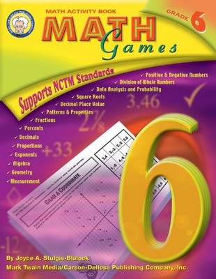 Mark Twain Math Games Activity Book, 6th Grade Workbook Covering Division, Decim