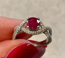 Designer Demarco Ruby & Diamond Ring 18K White Gold