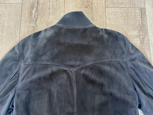 Officine Générale Mens Suede Bomber Jacket, Blue/Gray, Like New, Size Large - Picture 3 of 14