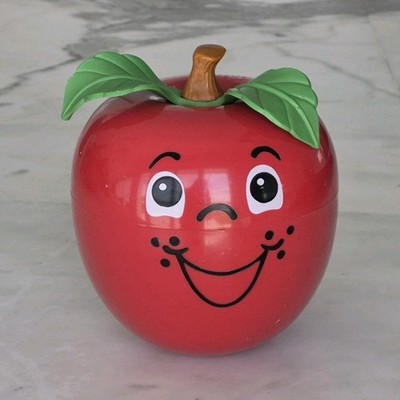 Fisher-Price Happy Apple Music Box Toy Red Green Leaves 1972