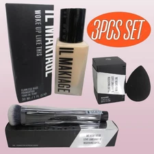 IL MAKIAG WOKE UP LIKE THIS FLAWLESS FOUNDATION #60 1 OZ - #100 BRUSH - SPONGE !