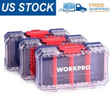 WORKPRO Small Parts Organizer 3 Pieces Portable Stackable Hardware Storage Case