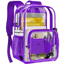 Clear Backpack Heavy Duty Large Transparent Backpack with Reinforced Bottom f...
