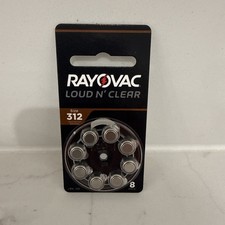 Rayovac Loud n' Clear Hearing Aid Batteries. 8/pack. Size 312- Expire 12/2026.