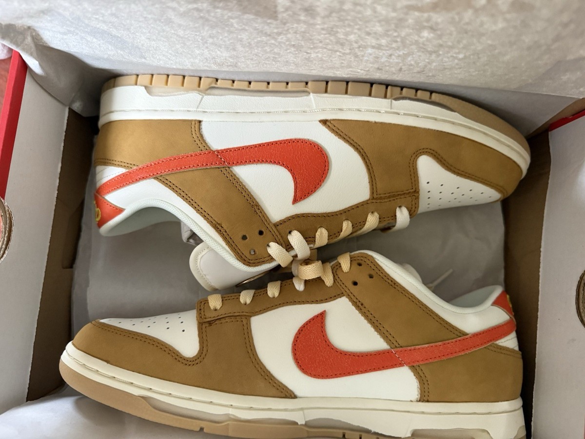 Nike Dunk Low Brown White Orange Swoosh Sneakers