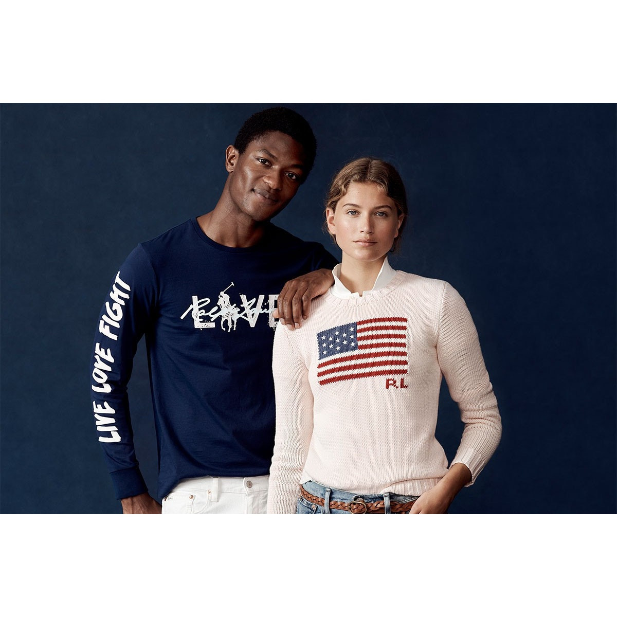 Top manica lunga slim Pink Pony Ralph Lauren uomo Live Love Fight nastro rosa