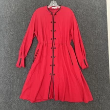 Vintage Guy Laroche Dress Women's 10 Red Wool Blend Made in France Flare