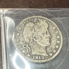 1913 Barber Quarter Denver Mint 25C Silver Circulated