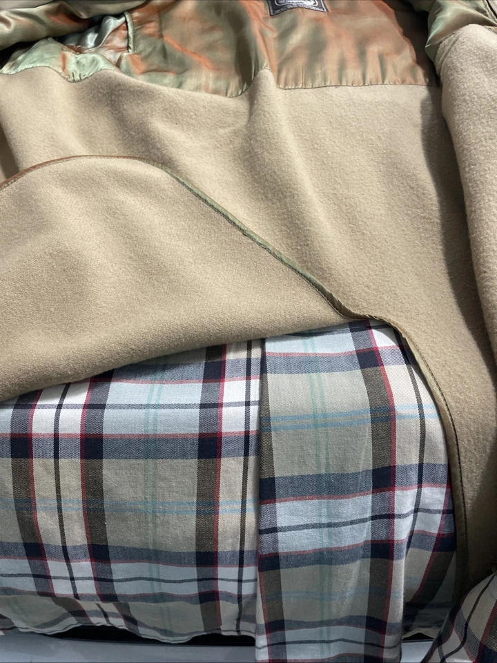 Gabardina vintage Paul Stuart para hombre grande oliva con cinturón hecha a cuadros en Inglaterra Foto 4 de 4