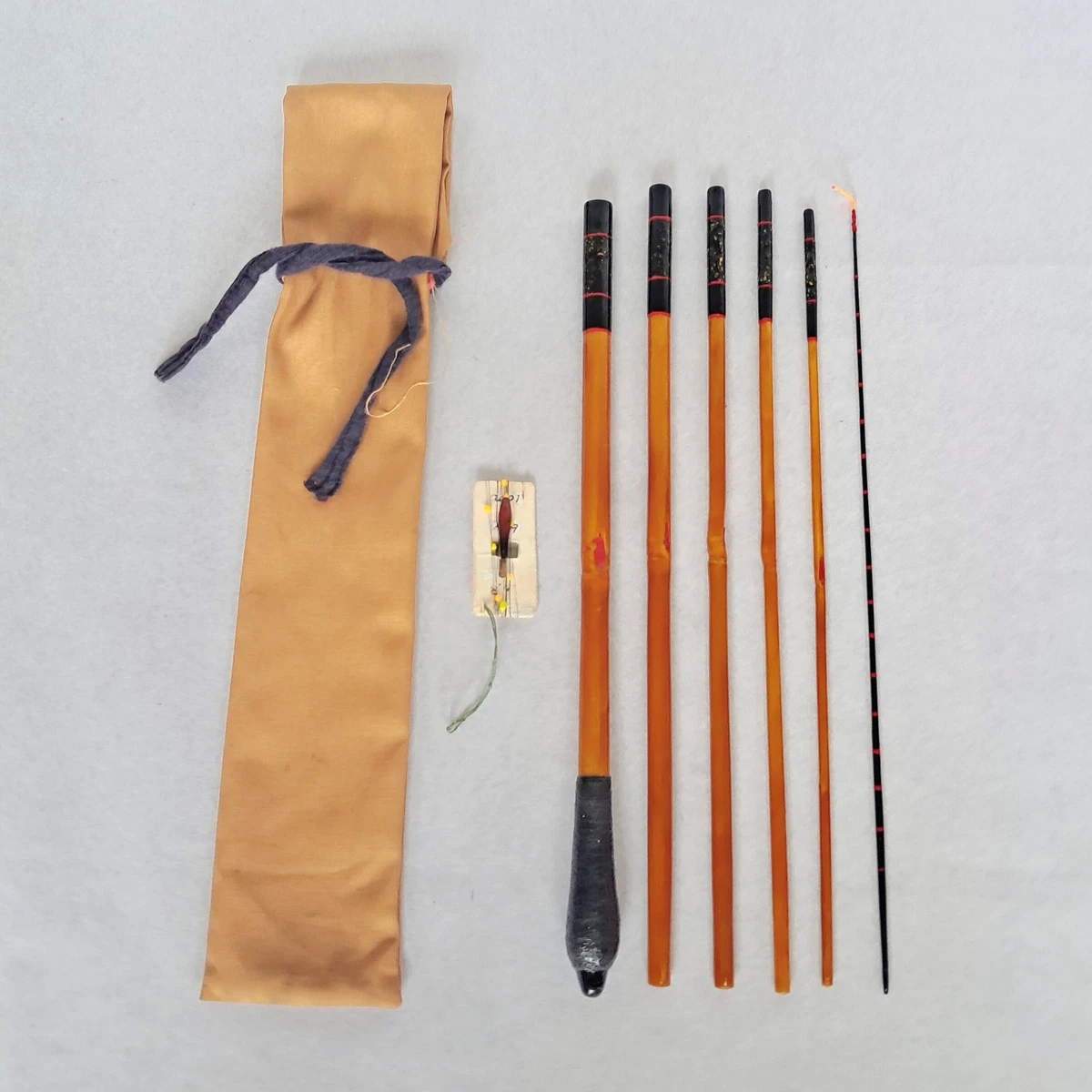 Caña de pescar de bambú vintage japonesa Edo Wazao Tanago 4,7 Shaku 142 cm 6 piezas firmada