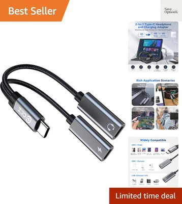 USB C Splitter,1 in 2 Out Dual USB C Type Headphone and Charger Audio Adapter...