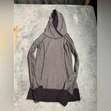 Lululemon athletica Gray and Black Hooded Long Sleeve Top sweatshirt 2