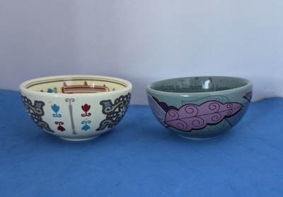 Disney Collectable 4'' Bowls Castle Magic Mountain & Alice Wonderland Lot Of 2