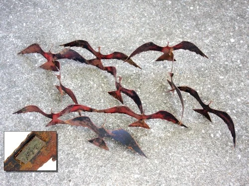 Bijan Birds In Flight Sculpture Metal Wall Art Hanging Brutalist Marked Vintage