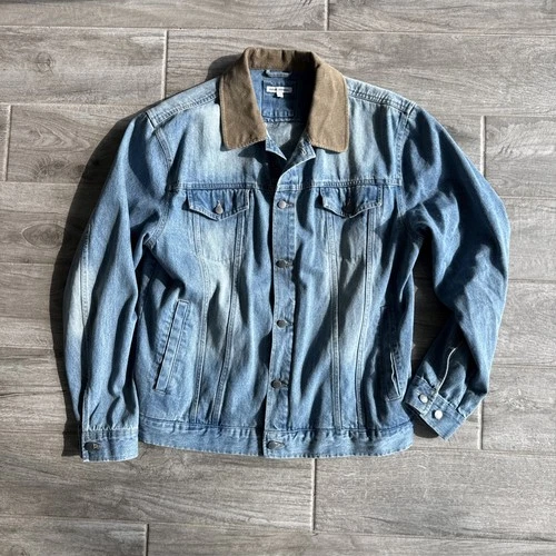 Banks Journal Denim Jacket Size Large Corduroy Collar Vintage Fade video thumbnail