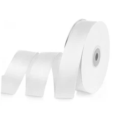 Satin Ribbon - Silk Ribbon with Spool - Ideal for Gift 1" x 50 Yards White