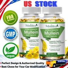 Mullein Leaf Capsules Support Lung Cleanse Respiratory Function 120 Softgels