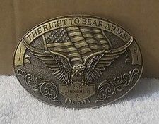EAGLE AMERICAN FLAG USA THE RIGHT TO BEAR ARMS SECOND AMENDMENT BELT BUCKLE