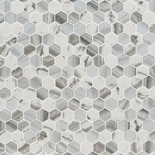 Esperanza 12 In. X 12 In. Hexagon Glass Tile for Kitchen Backsplash, Wall Tile f