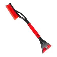 Snow Brush with Ice Scraper for Car, 24" Scratch Free Snow Removal Tool Red