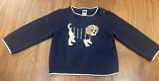 Janie And Jack Dog Pullover Sweater Baby Boys Size 12-18 Months Navy Blue EUC ✨