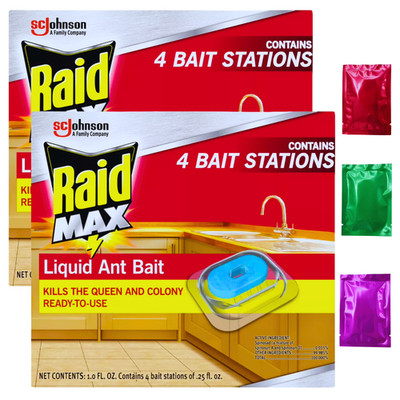 Raid Max Liquid Ant Baits, Ready-to-Use Indoor Outdoor, 0.25 fl oz (8-Pack)