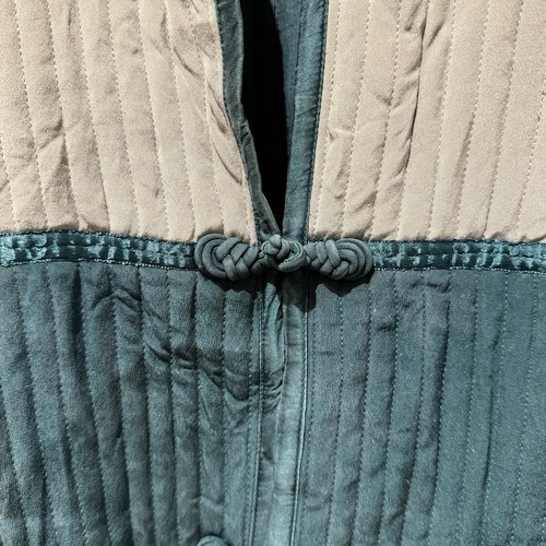Vintage Women’s Quilted Emerald Green Silk Oriental Jacket Size XL Two Tone - Picture 8 of 9