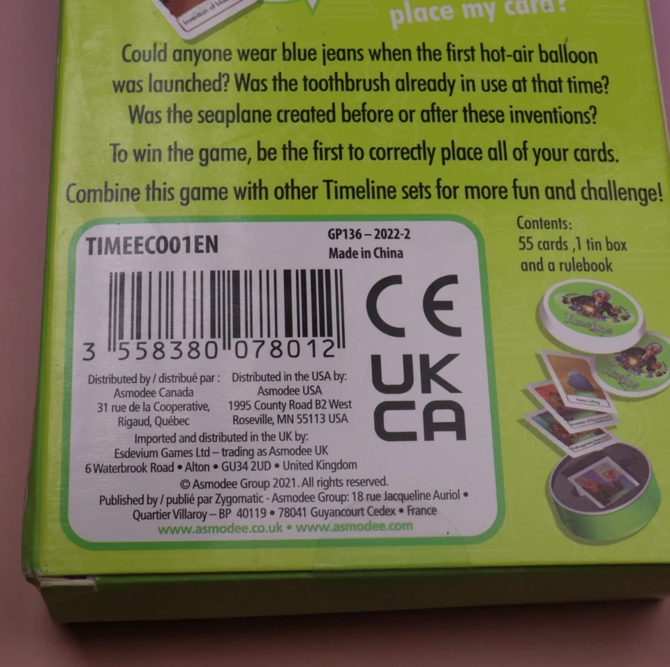 NEW/SEALED HTF Timeline Inventions Card Game Zygomatic Asmodee Frederic Henry - Image 4 of 4