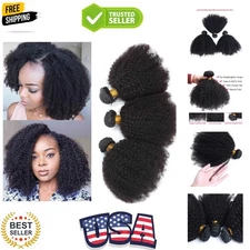 Mongolian Afro Kinky Curly Bundles Human Hair 4B 4C Afro Kinky Human Hair Bun...