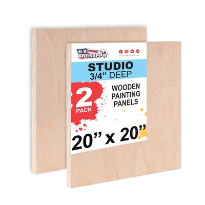 20'' x 20'' Studio 3/4'' Profile Depth Artist Wood Pouring Panel Boards Pack of 2