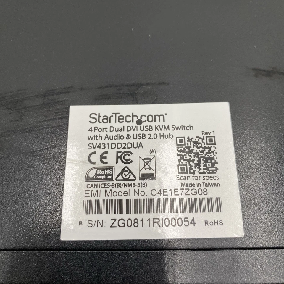 STARTECH.COM 4 PORT DUAL DVI USB KVM SWITCH WITH AUDIO SV431DD2DUA / NO PWR ADAP - Image 3 of 4