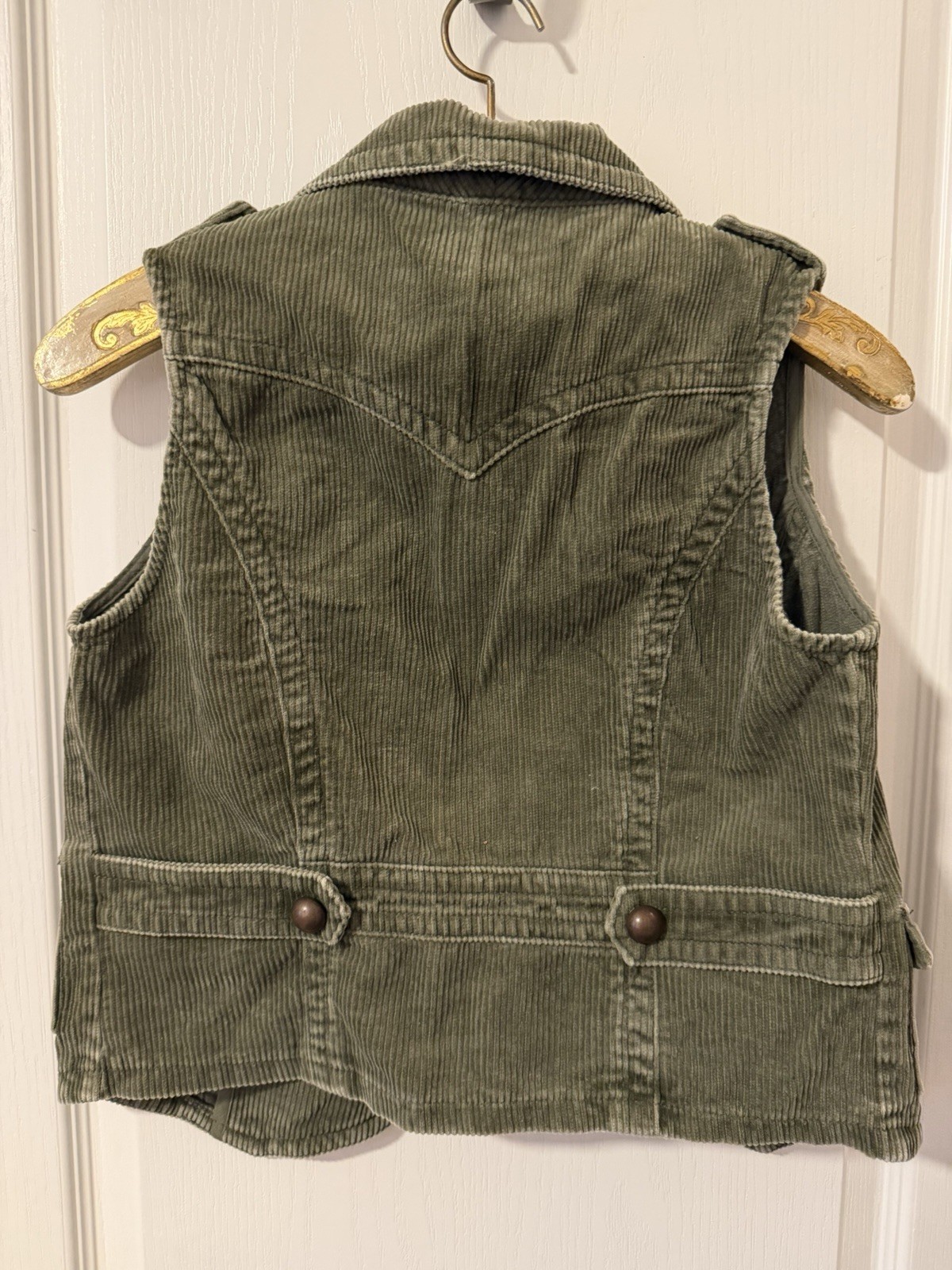 Gadzooks Olive Green Button Epaulette Basic Vest … - image 3