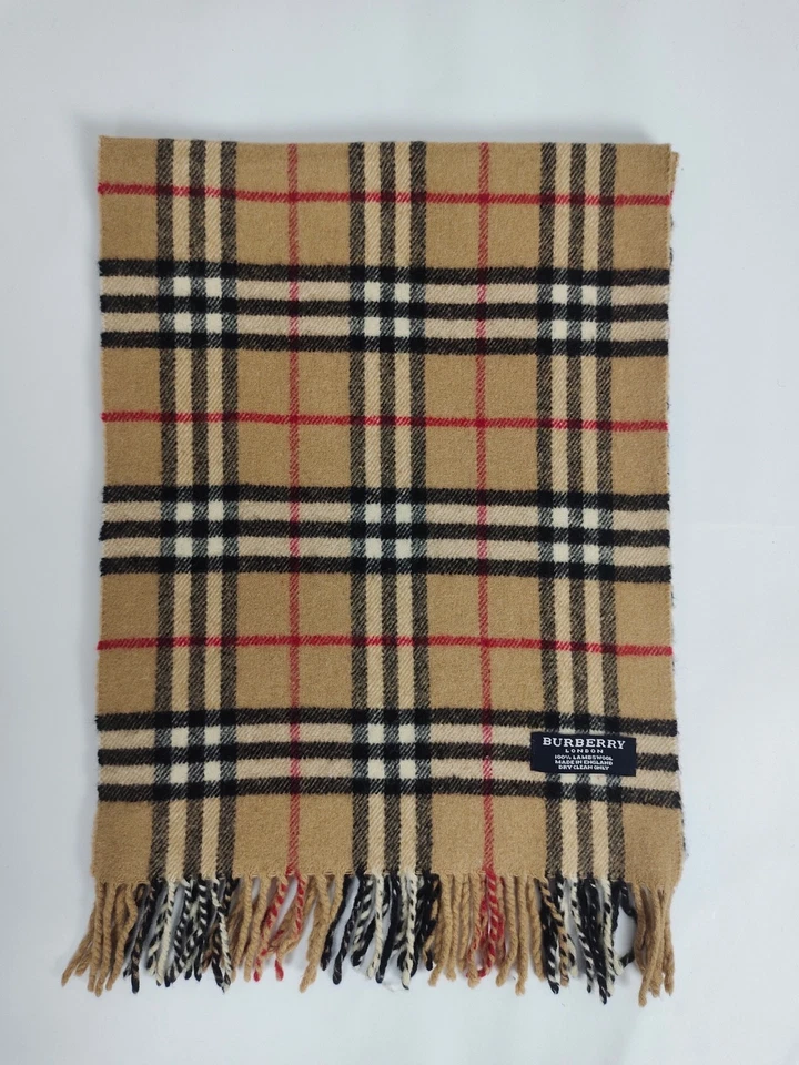 Burberry genuine vintage nova check Camel 100% Lambswool winter Scarf Scarves - Image 3 of 4