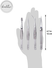 Professional Stainless-Steel Precision Tweezer Set   Craft Tweezers for Jewel...