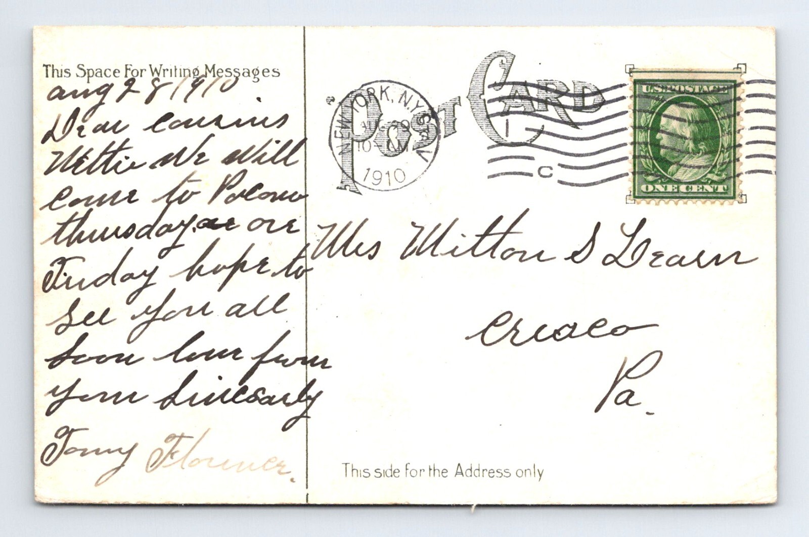 Boat House Bronx Park New York NY Antique Vintage Postcard Postmark ...