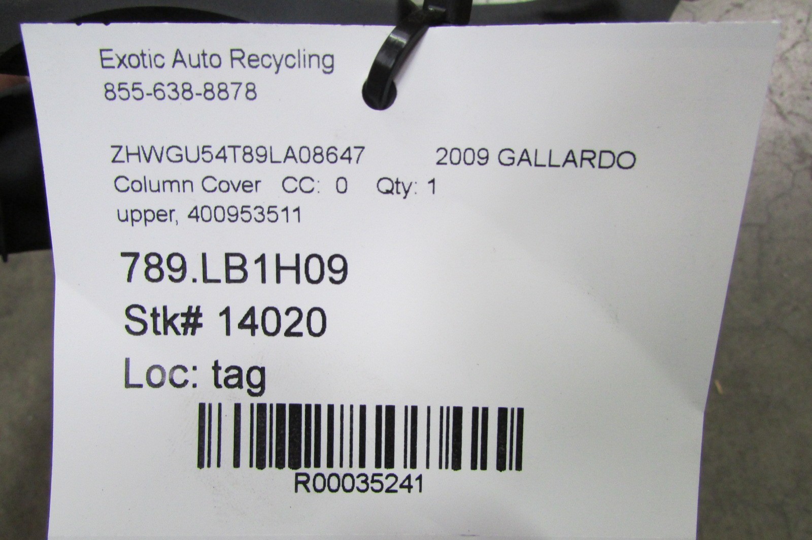 Lamborghini Gallardo, LP550, LP560, Upper Column Cover, Used, P/N 400953511