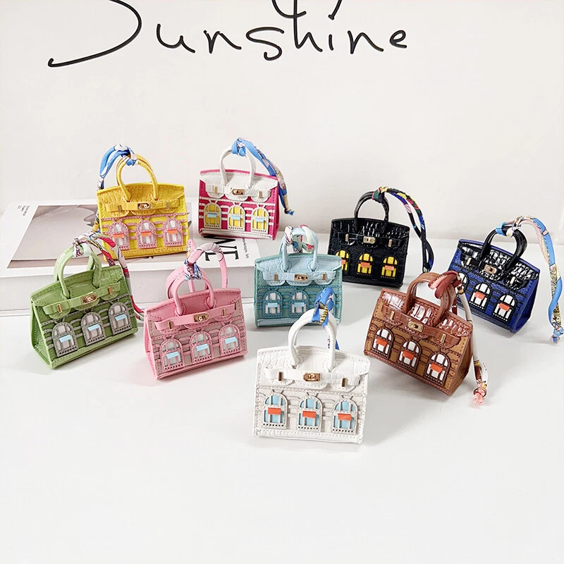 Mini Leather Window Handbag Keychain Key Ring Car Bag Holder for AirPodDs Gifts