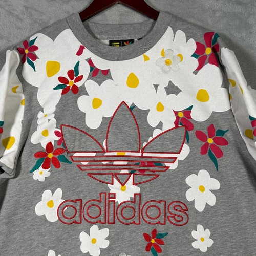 Adidas x Pharrell Williams Sweatshirt Mens XL Gray Daisy Pullover Floral - Picture 2 of 11