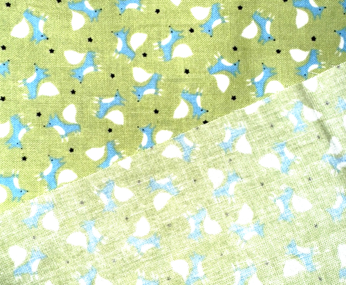 Japanese Fabric Foxes Koko Seki Lecien Green Blue White Half Yard #2 - Picture 2 of 4
