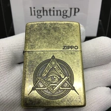 Zippo Freemason Eye of Providence Myth Symbol Gold Brass Oil Lighter Japan