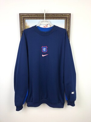 Vintage 90's Nike Glasgow Rangers Football Sweatshirt Soccer Blue