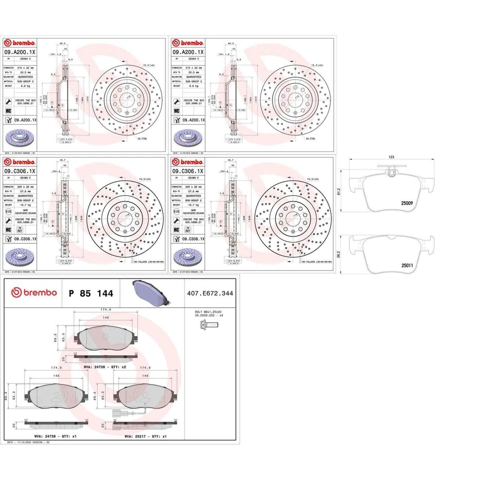 brembo BREMSSCHEIBEN+ BELÄGE VORNE+HINTEN passend für VW GOLF 7 GTI R S3 LEON 5F - Bild 2 von 4