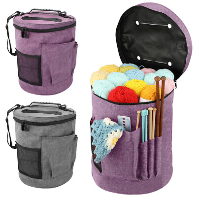 Knitting Bag, Portable Crochet Bag Organizer Yarn Storage Tote w/Shoulder Strap
