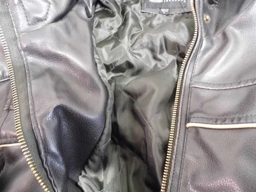 Coat Vintage  Decoded Black Vegan Leather Men's Jacket Lined Biker style Large image 14