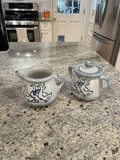 Louisville Stoneware | Gaggle Of Geese | vintage ceramic cream and sugar set